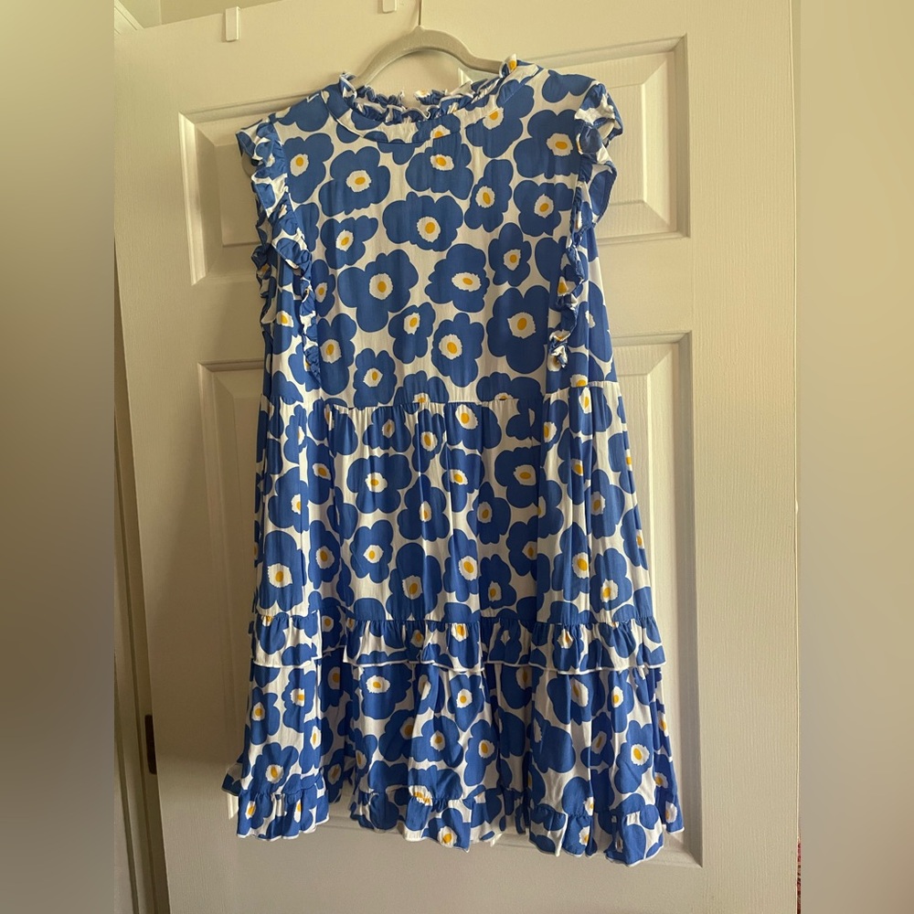 Jodifl Blue Ruffle Hem Tiered Dress